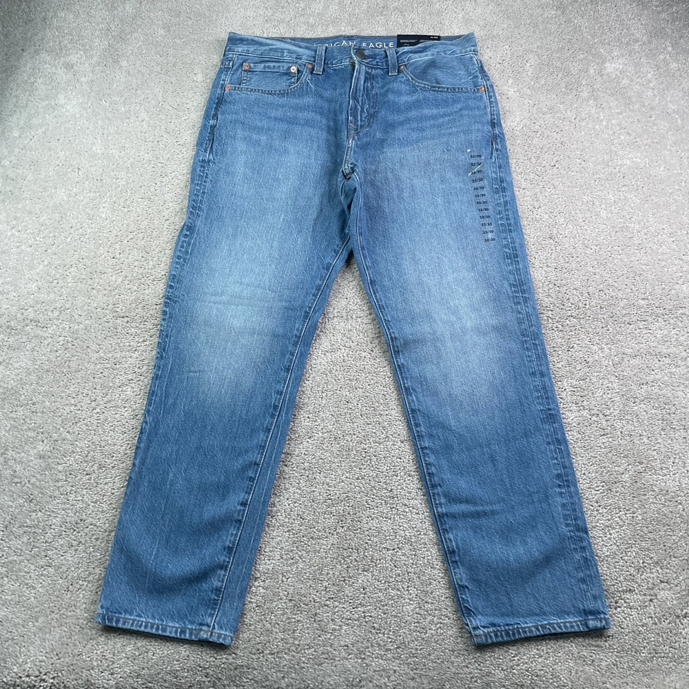 NEW American Eagle Jeans Mens 32x30 Blue Lightweight Athletic Fit Denim Pants